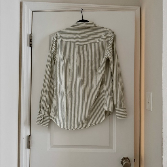 Tecovas Green and White Striped Long Sleeve Button Down Shirt - Picture 2 of 5